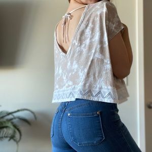 Neutral Tie-Dye Loose Crop Top